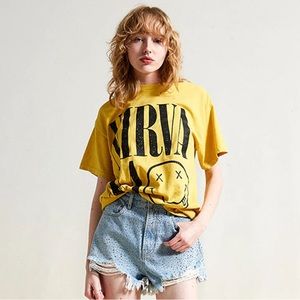 NEW Nirvana Yellow Smiley Graphic Tee